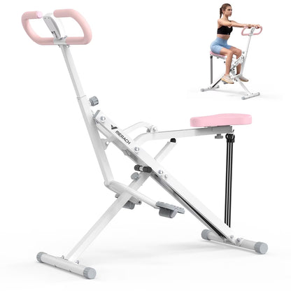 Squat Machine, Foldable Exercise Equipment with 4-Level Resistance & Device Holder, Home Gym Machine for Arm, Glute & Leg Workout