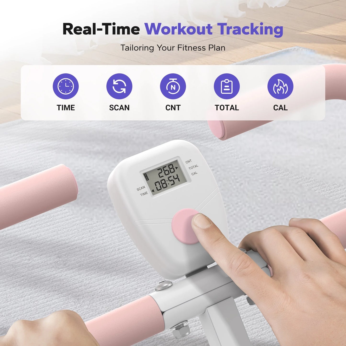 Squat Machine, Foldable Exercise Equipment with 4-Level Resistance & Device Holder, Home Gym Machine for Arm, Glute & Leg Workout